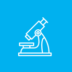 icon (2) Icon of a white microscope on a blue background.